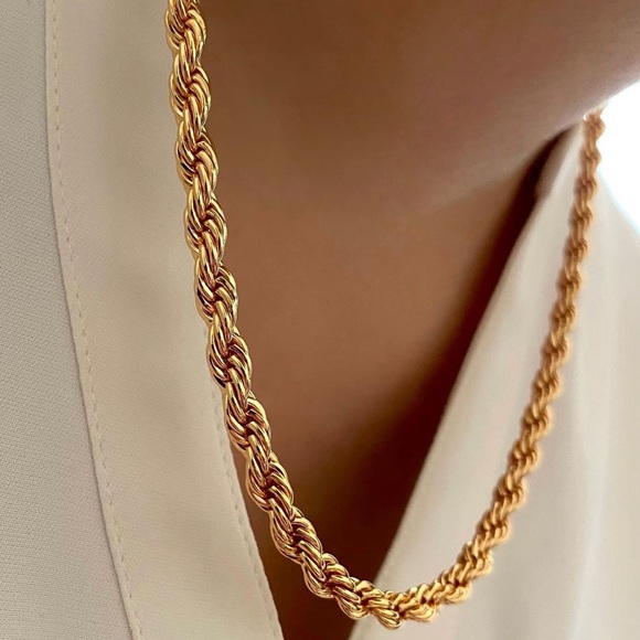 Rope Chain Necklace 18k Gold Plated Luxury Jewelry - Picture 4 of 9